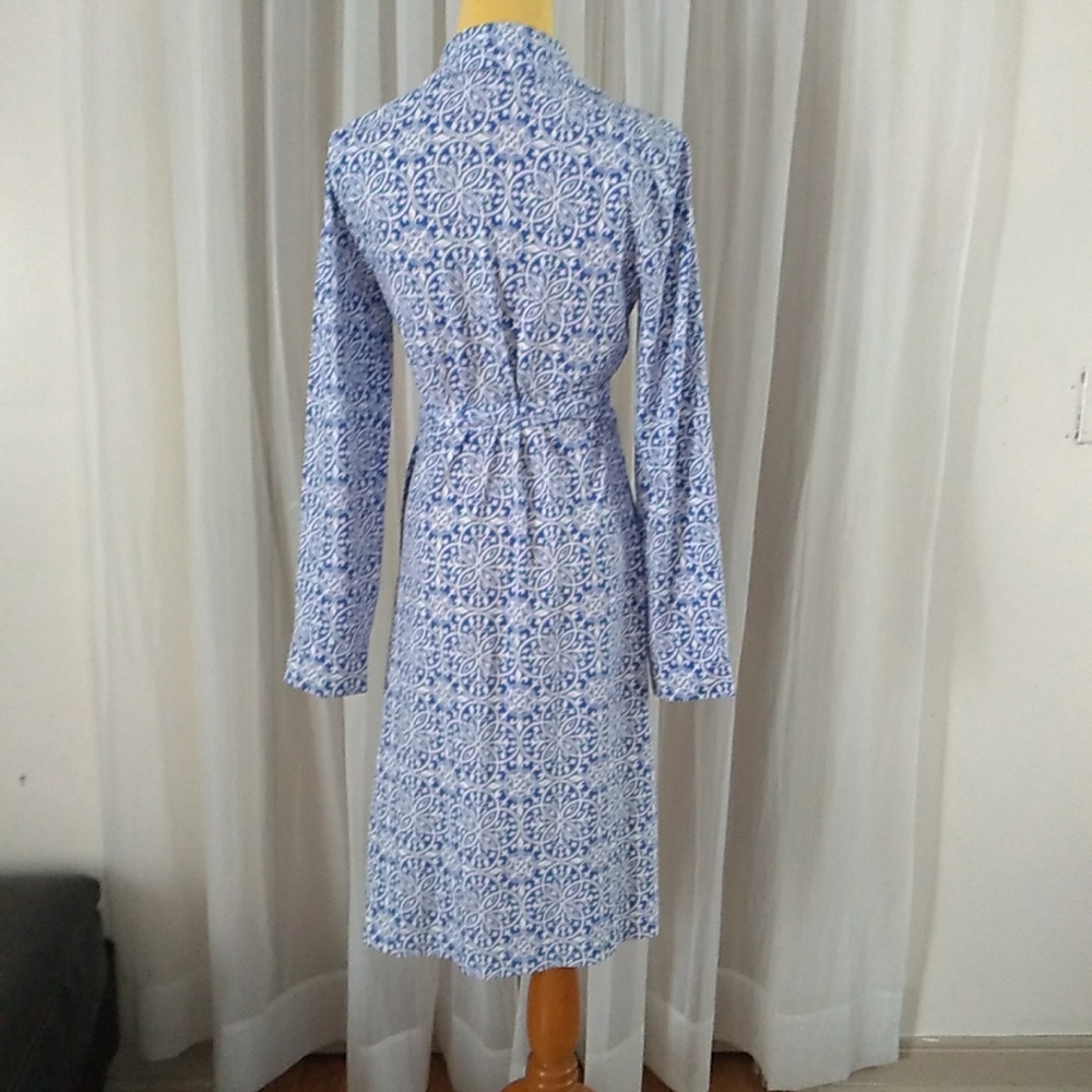 Pendleton Blue White Patterned Wrap Dress Size Mp - image 8